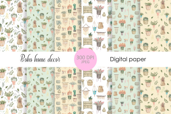 Boho Home Decor Digital Paper Pack: A Creative Resource for Interior Designers and DIY Enthusiasts