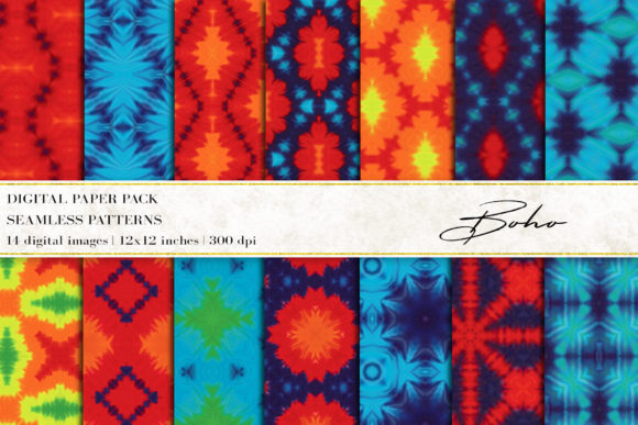 Boho Tie Dye Digital Papers