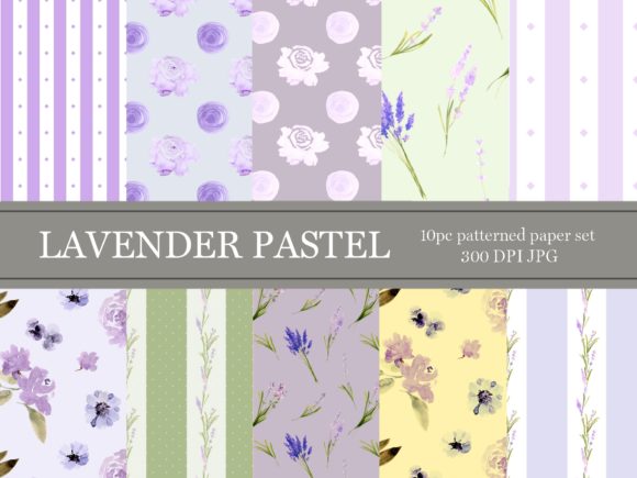 Lavender and Rose Repeating Pattern Set