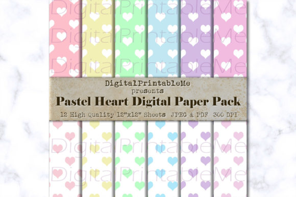 Pastel Hearts Digital Paper Pattern Pack