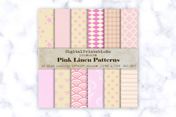 Pink Linen Digital Paper, Shabby Chic