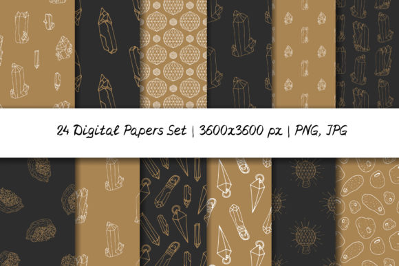 Vintage Crystals Gemstones Digital Paper for Creative Workflows